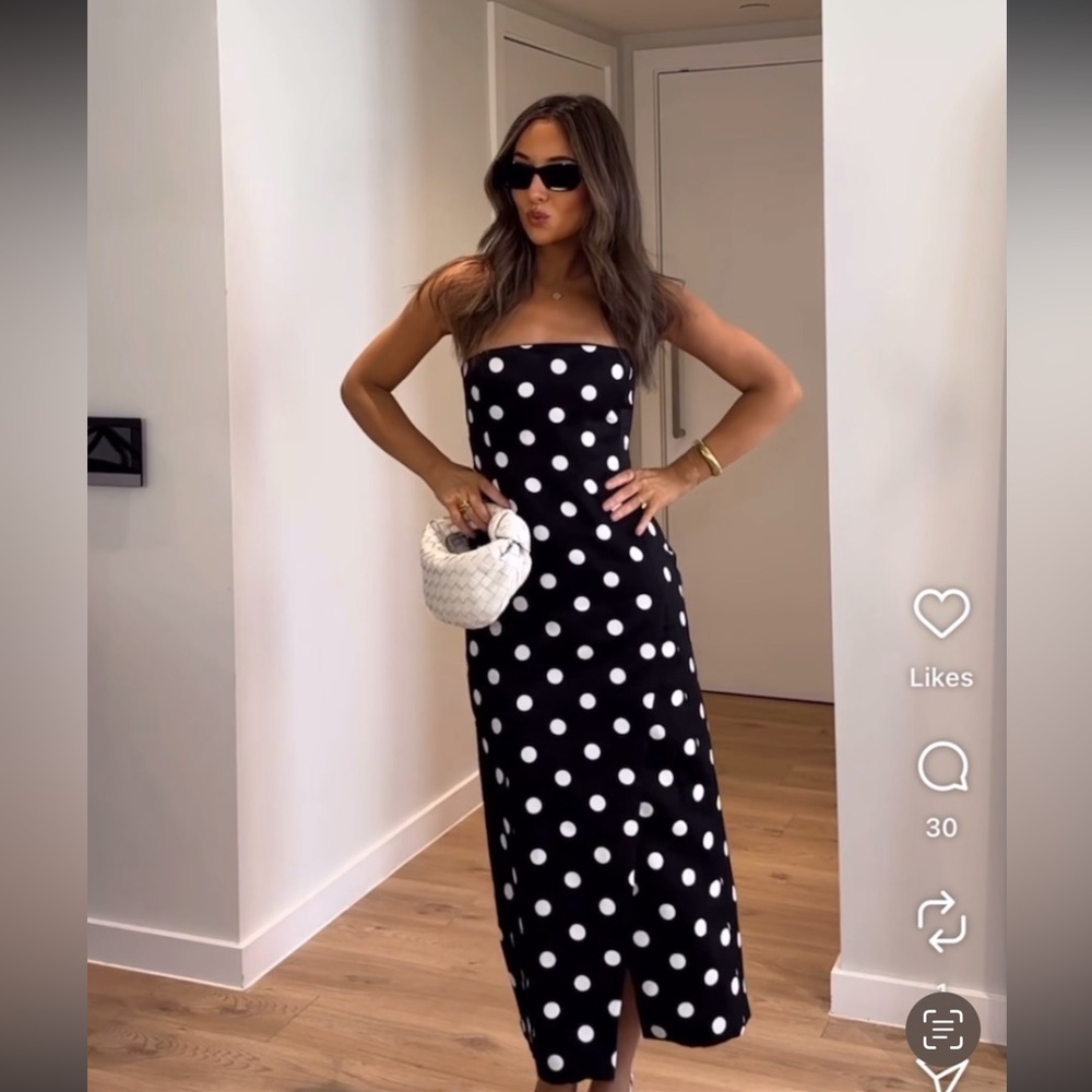 ZARA ZW COLLECTION STRAPLESS POLKA DOT DRESS - Picture 11 of 17
